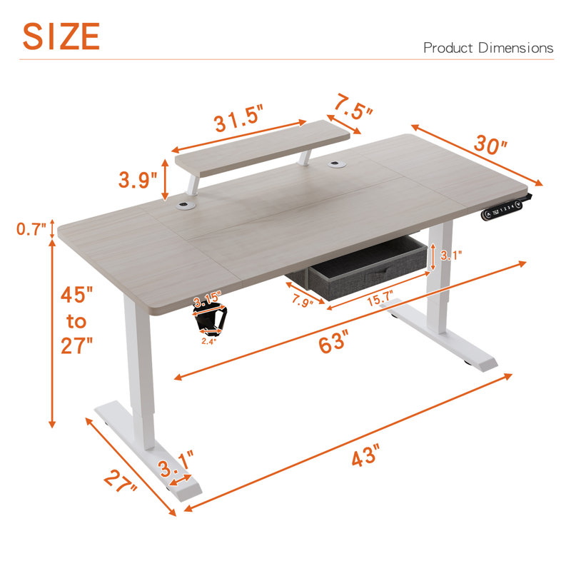 Inbox Zero Lasherrie Height Adjustable Standing Desk With A Inbox Zero Lasherrie Height Adjustable Standing Desk With A